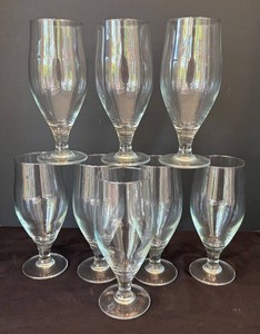 LR - Set of 8 Arcoroc Cervoise 16.5 oz Footed Beer Glasses - 7.5