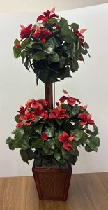 G - Faux Hibiscus-Style Flowers in Decorative Planter