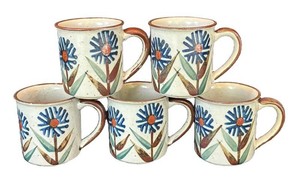 LR - Five Vintage Stoneware Mugs