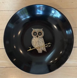 LR - Vintage Couroc Decorative Owl Inlay Serving Bowl