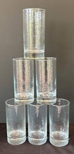 LR - Set of 6 Vintage Textured Glass Tumblers