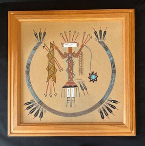 LR - Framed Southwestern Figure Sand Artwork
