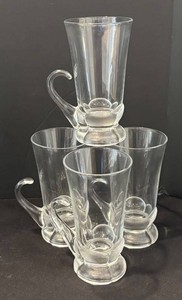 LR - Four Vintage Aderia Glass Irish Coffee Mugs