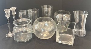 K - Clear Glass and Crystal Vases & Candleholders