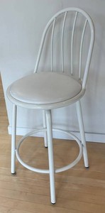 K - Vintage Counter Stool with White Tubular Metal Frame