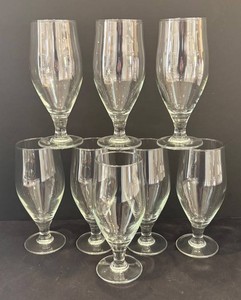 LR - Set of 8 Arcoroc Footed Drinking Glasses