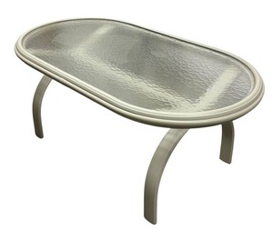 G - Vintage Homecrest Oval Glass Top Patio Table