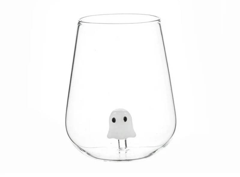 Way to Celebrate Ghost Charm  2-Pack Wine Glasses - New