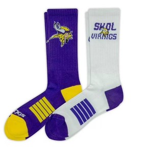 Minnesota Vikings NFL Two-pack Crew Socks, Size ML - New