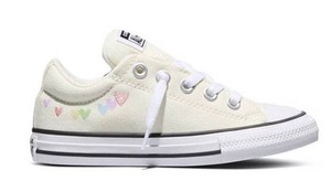 Converse Chuck Taylor All Star Sneakers with Heart Designs, Size Youth 2 - New
