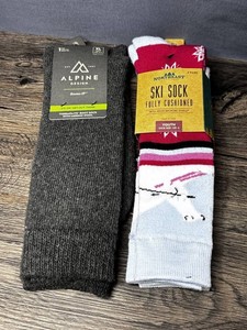 Mens Alpine Design Wool Socks & Youth Northeast Outfitters Pack of Two Ski Socks, New