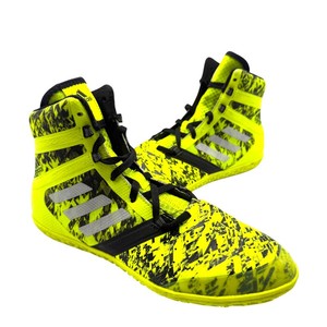 GUARANTEED AUTHENTIC  Adidas Wrestling Shoes Neon Yellow Black High Top Mens Size 6 - Pre-Owned