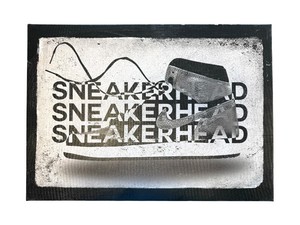 Nike Sneakerhead Black & White Sneaker Graffiti Canvas Wall Art - Pre-Owned 20"H x 28"W