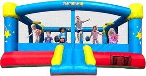 Big Inflatable Bounce House for Party Fun,15ft x 14.8ft,Double Basketball Hoop