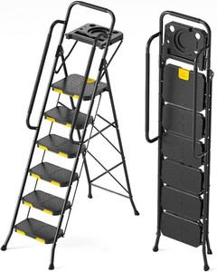 KINGRACK 6 Step Ladder with Tool Platform,
