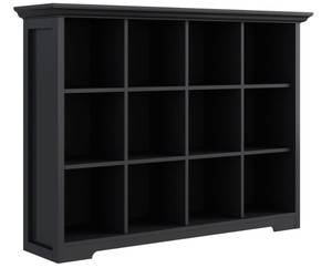 12-Cube Open Bookcase with Base, 3-Tier Wooden Bookshelf, Black