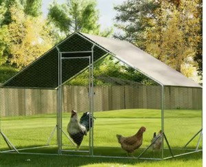 Sturdy and Spacious 10 ft. L x 6.6 ft. W Metal Chicken Coop with UV-Resistant Cover and Lockable Door (66 sq. ft. )