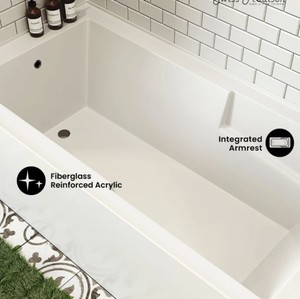 Voltaire 72 x 36 Right-Hand Drain Alcove Bathtub with Apron and Armrest 810082332575