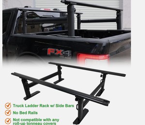 Adjustable No-Drill Aluminum Truck Bed Rack with Side Rod for F150RamSilverado C1918V04