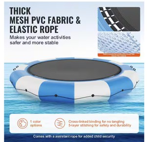 Inflatable Water Bouncer 15 ft. Recreational Water Trampoline Portable Bounce Swim Platform for Kids Adults