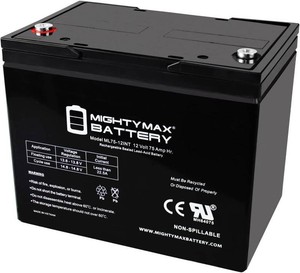 ML75-12INT -12 Volt 75 AH, Internal Thread (INT) Terminal, Rechargeable SLA AGM Battery