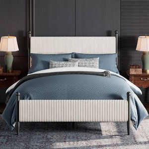 Garvee King Size Upholstered Bed Frame - with Velvet Headboard