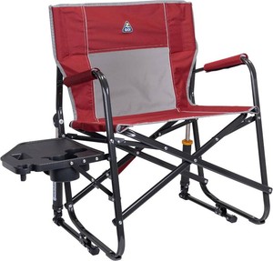 GCI OUTDOOR FREESTYLE ROCKER XL  FOLDING CHAIR WITH SIDE TABLE � EXTRA-WIDE SEAT, SPRING-ACTION ROCKING,