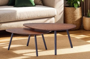 Hendrix 30.71 X 17 inch Walnut and Matte Black Nesting Coffee Tables, Set of 2