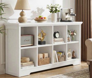 8 Cube Bookshelf with Charging Station, Cube Organizer for Storage Bin - White - 8