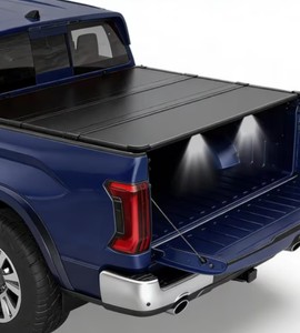 OSIAS 5FT Hard Solid TRI-FOLD Tonneau Cover   Short Truck Bed Cover with Led Light