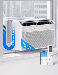 Midea 6,000 BTU U Shaped Window Air Conditioner, Cools up to 250 Sq Ft Ultra Quiet U-Shaped Design
