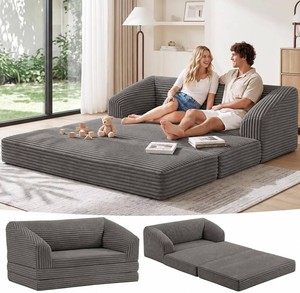 Convertible Sofa Bed, 3-in-1 Foldable Loveseat Couch with Armrest,
