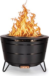 TIKI Reunion 27.5-Inch Smokeless Outdoor Wood Burning Fire Pit with Cover