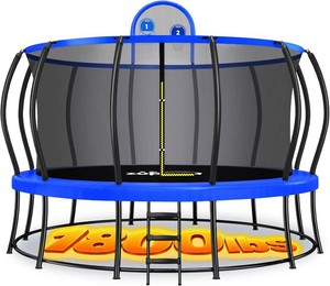 Zupapa 1800LBS Capacity No-Gap Design  12FT Trampoline with Safety Enclosure