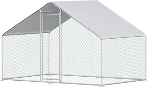 9.8x6.5x6.5ft Metal Chicken Coop, 1-Room Steeple Run with Cover