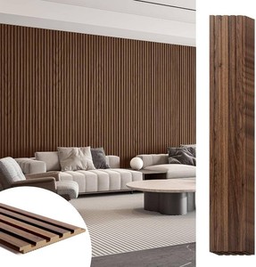 Art3d Wood Slat Wall Panels, Fluted MDF, 6-Pack, 94.6 x 7.4 in,Walnut  3D Textured Panels for Accent Walls, Ideal for Living rooms, Bedrooms, Offices,