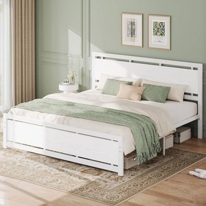 LIKIMIO King Size Bed Frame with Headboard and Footboard Metal