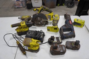 Assorted Ryobi Power Tools and Batteries