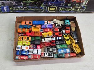 Box of Various Diecast Cars and Trucks Including Racing Champions, Matchbox, Lesney