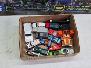 Assorted Diecast Toy Vehicles and Helicopter - Brands include Johnny Lightning, Bandai, and Matchbox