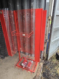 Red Metal Retail Display Rack with Hooks