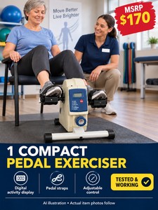 MSRP $170 COMPACT PEDAL EXERCISER SEATED PEDAL EXERCISE WITH DIGITAL ACTIVITY DISPLAY, ADJUSTABLE CONTROL, FOOT STRAPS &amp POWER ADAPTER - TESTED &amp WORKING
