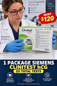 MSRP $120 - NEW BOX OF 25 SIEMENS CLINITEST HCG TESTS, HCG PREGNANCY TESTING SUPPLIES