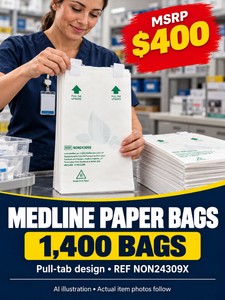 MSRP $400 NEW MEDLINE NON24309X PAPER BAGS - QTY 1,400 - PULL-TAB BAGS FOR CLINIC &amp FACILITY SUPPLY USE