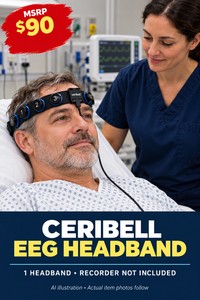MSRP $90 CERIBELL EEG HEADBAND ELECTRODE ASSEMBLY NUMBERED CONTACTS FOR USE WITH COMPATIBLE EEG MONITORING EQUIPMENT, NEW IN BOX