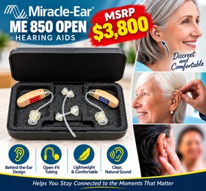 MSRP $3,800 MIRACLE-EAR ME 850 OPEN HEARING AIDS, SOUND AMPLIFICATION WITH BEHIND-THE-EAR DESIGN, OPEN-FIT TUBING &amp ACCESSORIES - TESTED &amp WORKING