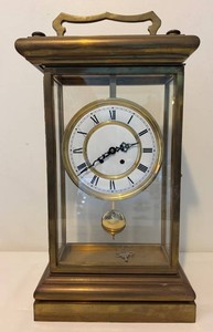 Vintage Western Germany Heavy Brass Mechanical Mantel Clock - 12 X 6.5 X 23 in