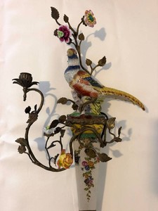 Castilian Porcelain Pheasant Floral Wall Sconce - 27 in