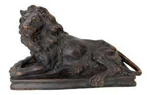 Vintage Large Antoine-Louis Barye Style Recumbent Lion Sculpture - 21 in - #1