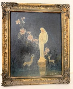 Vintage 1943 Signed Renee Painting in Ornate Gilt Frame